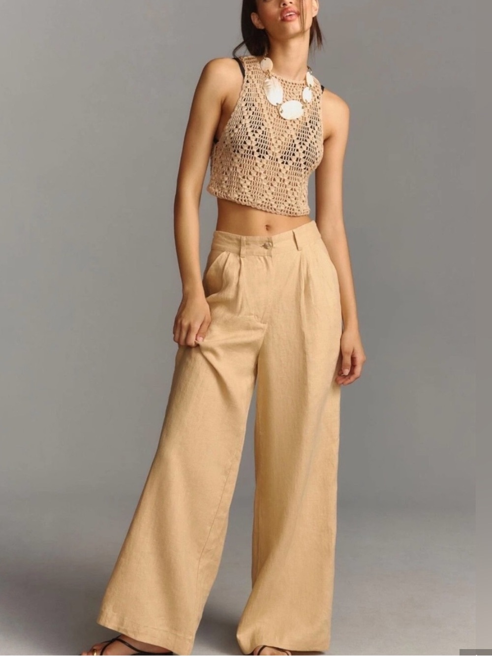 NWT Anthropologie Faithfull Circa Linen Pants In Wheat Size 8